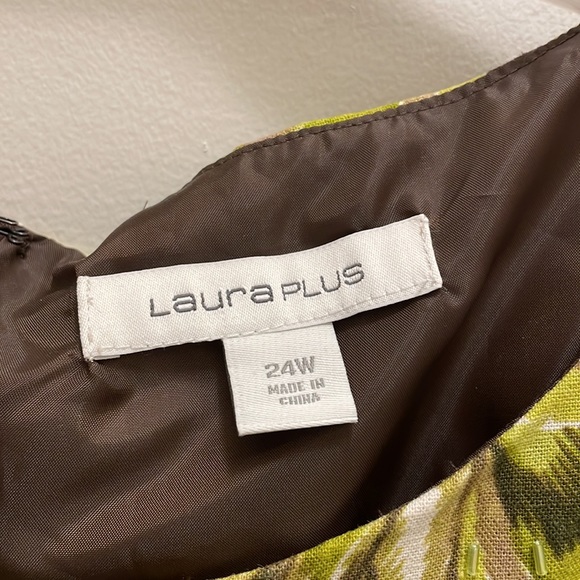 Laura Plus 24W brown/multi green beaded Dress - Picture 2 of 5